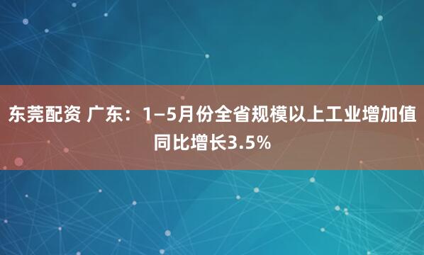 东莞配资 广东：1—5月份全省规模以上工业增加值同比增长3.5%